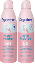 Coppertone Water Babies Sunscreen Lotion Spray SPF 50, Pediatrician Recommended Baby Sunscreen Spray, Water Resistant Sunscreen for Babies, 6 Oz Spray (Pack of 2)