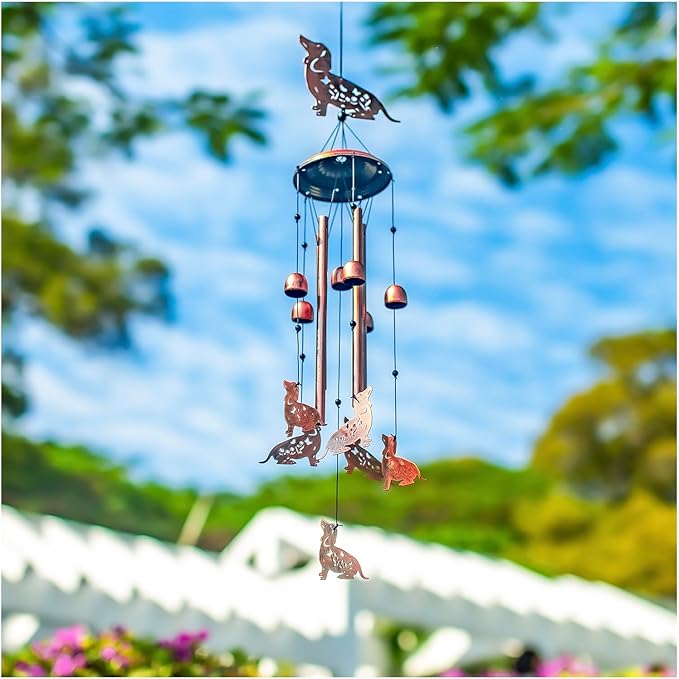 Dachshund Dog Wind Chimes for Outside,Dog Gifts for Women Men/Memorial Gift/Sympathy Gift/Birthday Gifts Metal windchimes Outdoors/Indoors,Garden Decor,Patio,Home,Porch,Yard Decorations