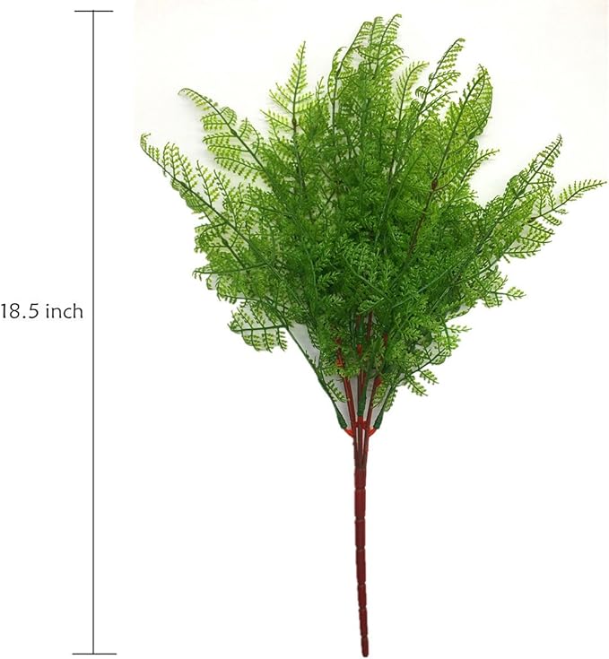 CATTREE Artificial Shrubs Bushes, Plastic Fern Leaves Persian Grass Fake Plants Wedding Indoor Outdoor Home Garden Verandah Kitchen Office Table Centerpieces Arrangements Christmas Decoration 2 pcs
