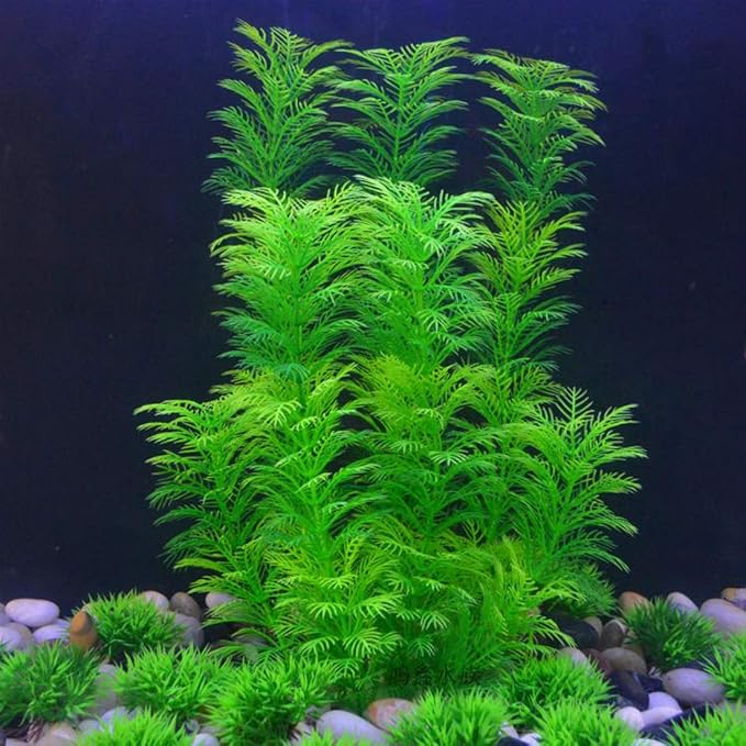 Hamiledyi Aquarium Plants Plastic Decor Fish Tank Green Decorations Plants Ornament Safe for All Fish,Extra Large 23-inch Tall, 2 Pack（Green Style A）