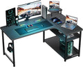 GTRACING L Shaped Gaming Desk, Carbon Fiber Style Computer Desk Compatible with Monitor Arm Storage Shelves Corner Desk Gaming Table for Home Office Desks Easy to Assemble Adjustable Shelf Height