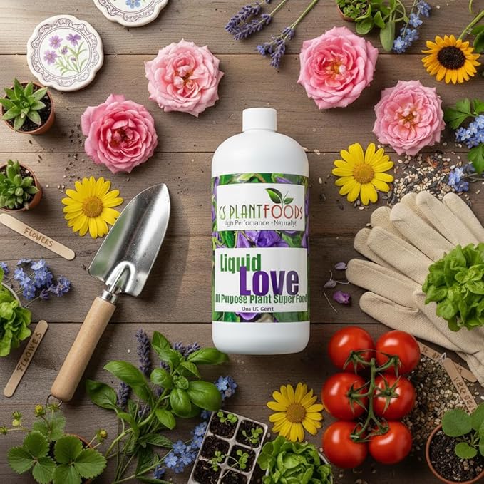 Liquid Love - All Purpose Liquid Fertilizer by GS Plant Foods (32 oz) - Natural Fertilizer for Vegetables, Herb Gardens, House Plants, Fruit Trees, Lawns & Shrubs
