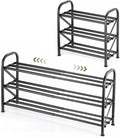 3-Tier Shoe Rack for Closet, 16"-33" Expandable ShoeRackAdjustable for Entryway Closet Doorway SturdyMetal, Black