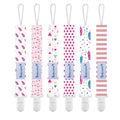 Smlpuame Pacifier Clip Girl,6 Pack Stylish Binky Clips Strap for Baby Girls,Paci Holder with Clip Lightweight Universal Fits Most Pacifiers Teether Toy Teething Ring Soothie,Baby Gifts(Pink)