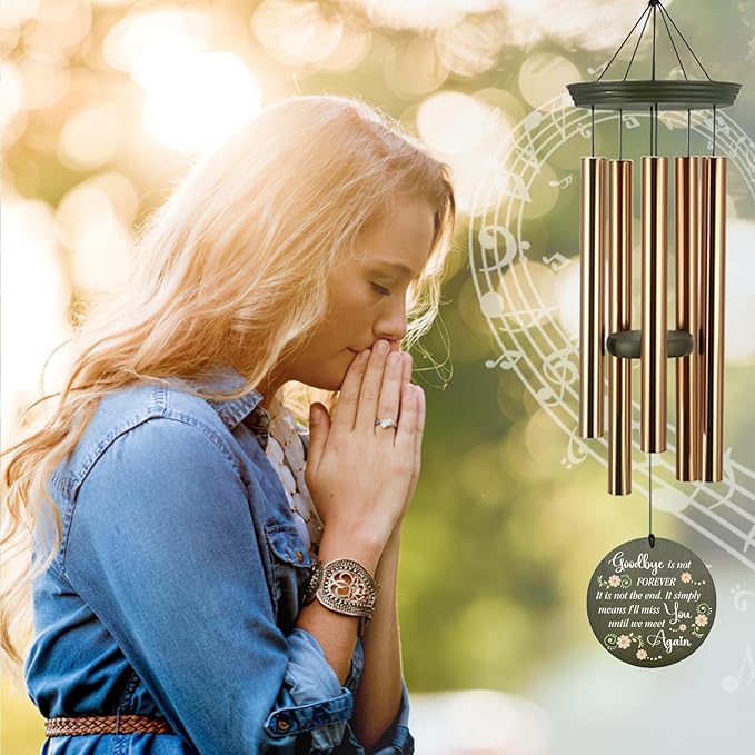 Personalized Sympathy Wind Chimes for Loss of Loved One, Memorial Wind Chimes, Bereavement/Sympathy Gift for Loss of Mother Father Husband Condolence Remembrance,Product in USA