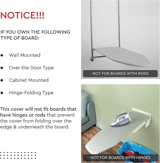 Encasa XO Ironing Board Cover and Pad 54"x18" - 4mm Felt X-Large Iron Board