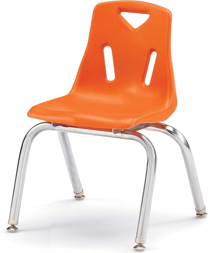 Berries Jonti-Craft 8144JC6114 Stacking Chairs with Chrome-Plated Legs, 14" Height, Orange, Pack of 6