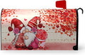 Valentines Gnomes Kiss Mailbox Cover Standard Size 21 X 18 Love Hearts Rose Magnetic Mailbox Covers Red Letter Box Cover Wraps for Garden Yard