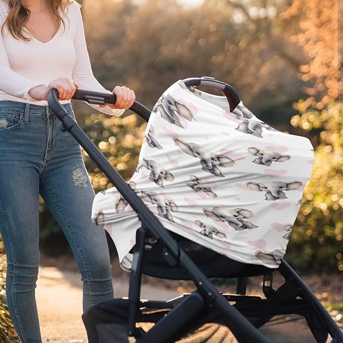 Elephant Nursing Breastfeeding Covers Dust Cover Multi-Purpose Infant Stroller Cover Breastfeeding Scarf Privacy Protection Sun-Proof Stroller Canopy Covers