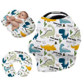 Personalised Car Seat Cover for Girls and Boys - 7 in 1 Multipurpose Breast Feeding Cover, Yellow Dinosaur Print Nursing Cover, Grocery Cart Cover - Birthday Gift for Babies(27"x29")