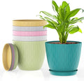 6 Inch Plant Pots, 6 Pack Flower Pots for Indoor and Outdoor Use, Planters with Drainage Holes and Saucers, Colorful