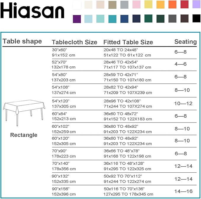 Hiasan Dusty Blue Tablecloth for Rectangle Tables - Waterproof Washable Polyester Fabric Table Cloth for Buffect Dining Birthday Party Wedding, 54 x 108 Inch