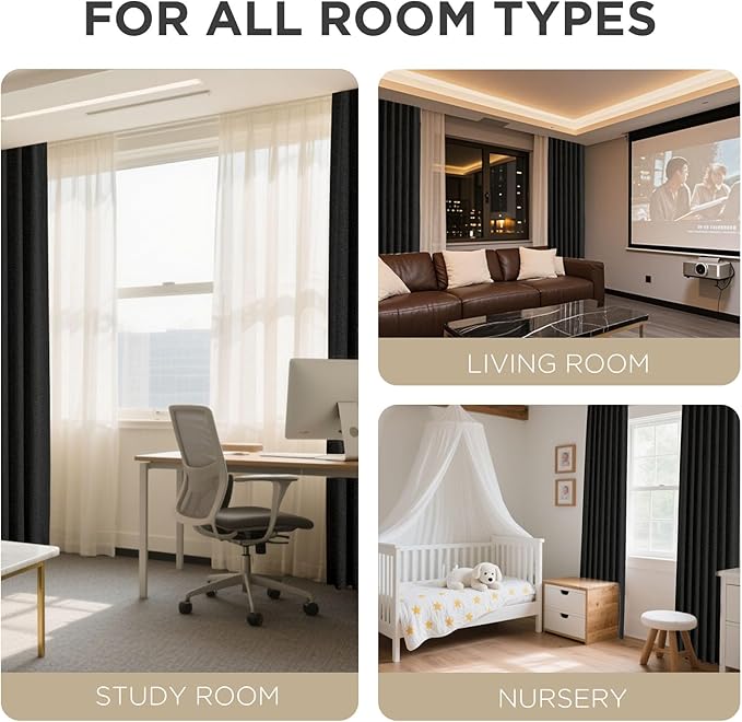Joydeco 100% Blackout Curtains for Bedroom - Natural Linen Curtains 100"W x 96"L Long, Thermal Insulated 1 Panels Black Light Blocking Drapes, Rod Pocket & Back Tabs, Darkening Privacy for Living Room