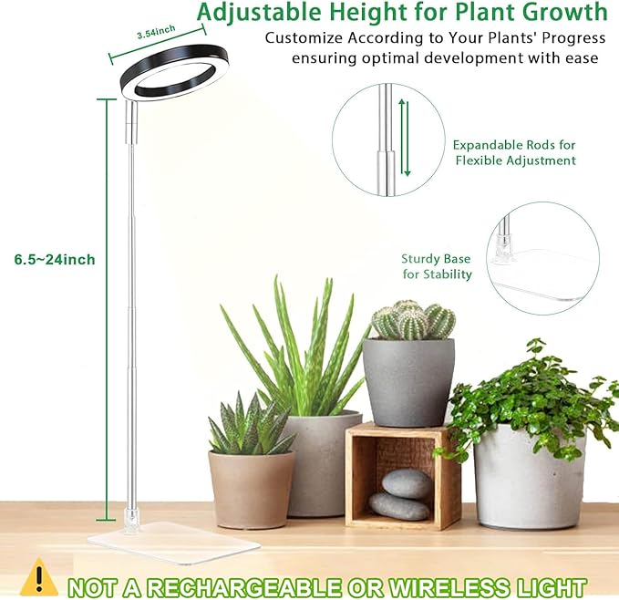 yadoker Plant Grow Light, LED Growing Light Full Spectrum for Indoor Plants,Height Adjustable, Automatic Timer, 5V Low Safe Voltage,Idea for Small Plant Light