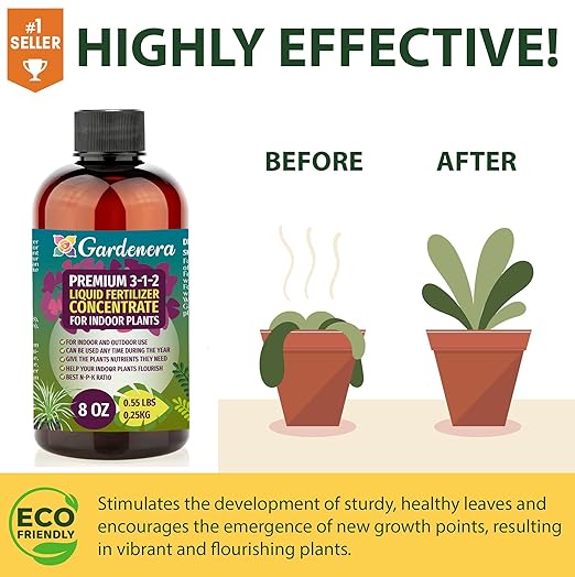 Premium Liquid Olive Tree Plant Fertilizer - 3-1-2 Concentrate for Indoor Plants and Flowers by Gardenera | Organic Plant Food for Olive Trees - 32oz