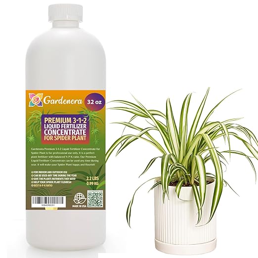 Gardenera Premium Liquid Spider Plant Fertilizer - 3-1-2 Concentrate for Indoor Plants and Flowers - 32oz