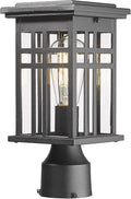 HWH INVESTMENT Industrial Outdoor Post Lantern, Exterior Pillar Light, Waterproof Pole Lantern with Clear Glass Shade, Matte Black Finish, 5HD36P BK