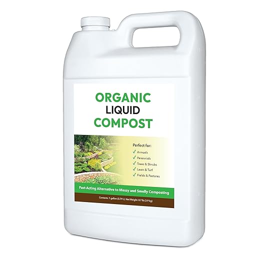 Organic Liquid Compost: Fast-Acting Alternative to Messy and Smelly Composting | Compost Tea Concentrate Perfect for Brewing Compost Teas (1 Gallon, Treats Up to 20,000 Sq.Feet)