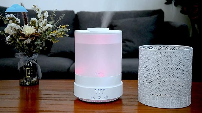 BlueHills Premium Set of Two Large 5000 ML XL and 2500 ML Essential Oil Diffusers Humidifier Combo for Large Room Home with Décor LED Lights Great Gift – White