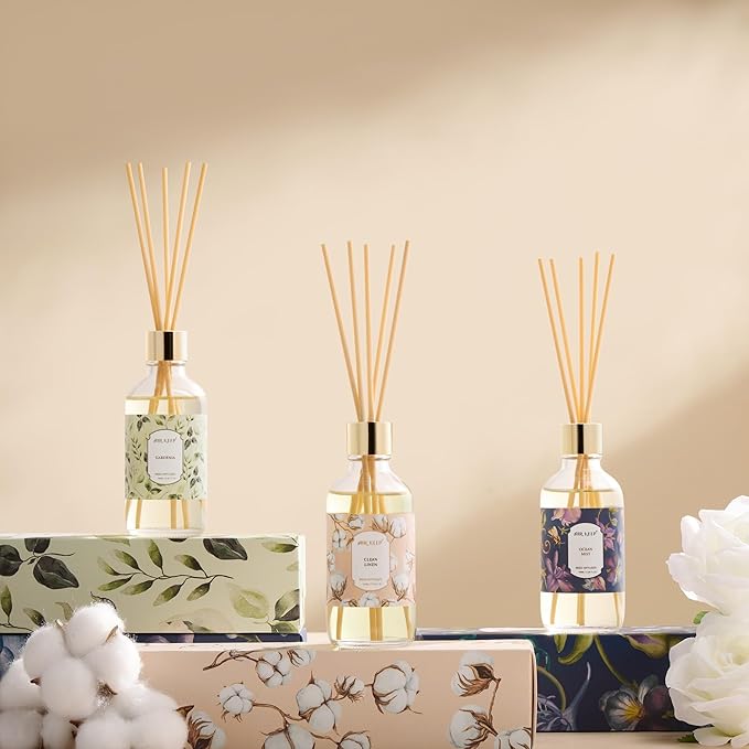 Airkeep Reed Diffuser Oil Set with Reed Sticks, Ocean Mist Aromatherapy Oil Scent Diffuser for Home Office Bathroom Decoration Perfume and Gifts 3.38 oz/100ml
