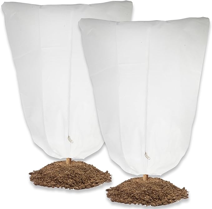 2 Pack Plant Covers Freeze Protection for Winter, 70.9''×47.2'' Frost Cloths for Outdoor Plants Cold Weather Blankets with Zipper Drawstrings