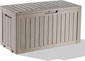 EasyUp 90 Gallon Outdoor Deck Box Waterproof, UV Resistant Resin Outdoor Storage Box for Delivery, Porch, Patio and Garden, Gray