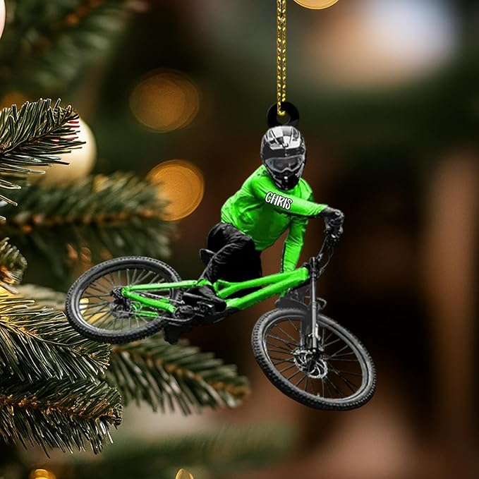 UrbanNEST Personalized Mountain Bike Christmas Ornament, Bicycle Ornaments for Christmas Tree, Mountain Bike Ornament, Bicycle Ornaments, Biker Girl Gifts, Gifts for Cyclist, Xmas Decorations