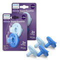 Philips Avent Soothie Orthodontic Baby Pacifiers, 100% Silicone Pacifiers, One Piece, BPA-Free, for Babies 3-18 Months, 2 Sky Blue and 2 Light Blue, Model SCF192/71, 4 Count (Pack of 10)