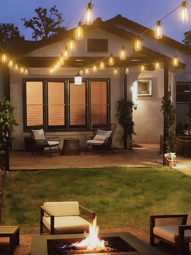 Svater Outdoor String Lights 200 FT, Commercial Vintage Patio Lights with 100+4 1W Shatterproof Plastic Led Bulbs, Connectable Dimmable Hanging String Lights for Backyard Porch Cafe(2 Pack 100 FT)