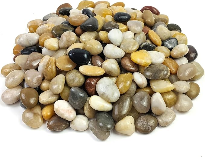 Pebbles for Indoor Plants, Natural Polished River Rocks, Small Decorative Mixed Color Stones for Planters Vase Fish Tank Aquariums Landscaping Garden, 5lbs
