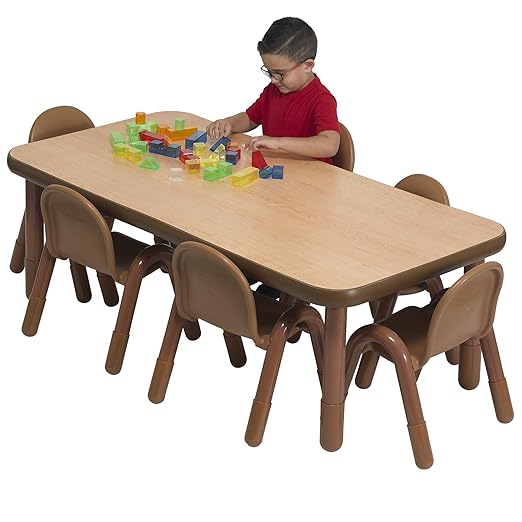 Children’s Factory Baseline Preschool 60" x 30" Rectangular Table & Chair Set - Natural Wood - AB74620NW1