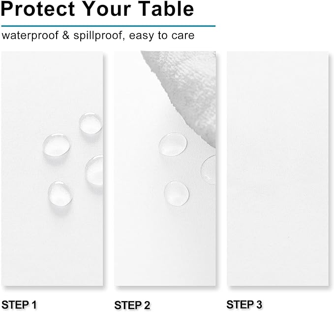 Hiasan White Rectangle Tablecloth - Waterproof Spillproof and Wrinkle Resistant Washable Polyester Table Cloth for Dining Party, 80 x 80 inch