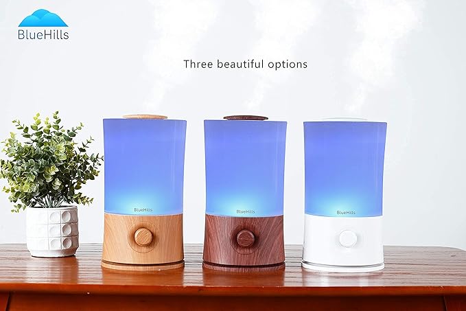 BlueHills Premium Set of Two Large 2000 ML XL Essential Oil Diffusers Humidifier Combo for Large Room Home with Décor LED Lights Great Gift – Dark Wood Grain and a Wood Grain.