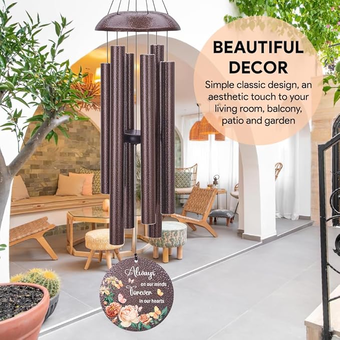 Personalized Memorial Wind Chime, Metal Wind Chime Deep Tone, Wind Chimes for Loss of Loved One, Commemorative Sympathy Bereavement Gifts, Decorative Wind Chimes Outdoor, Product in USA