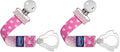 Chicco Two-in-One Pacifier Clip with Loop and Ring Attachments | Loop for Teethers and Small Toys | Ring Included for Knob-Style Pacifiers | Secure Clasp is Gentle on Clothing | Pink (Pack of 2)