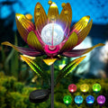 Wind Spinners Outdoor, 38 Inch Metal Wind Spinner Yard Art with Stake, Colorful Solar Windmill for Yard and Garden Lawn Patio Farmhouse Decor (Rose Red)