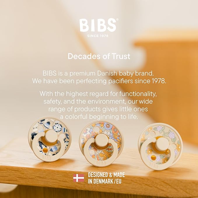 BIBS Liberty Pacifier Box with Strap. Soother Holder and Steriliser case. 100% BPA Free Food-Grade Material - June Blossom Blush