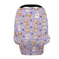 GIFTPUZZ Cute Puppy Car Seat Cover for Girls and Boys, Stretchy Breastfeeding Nursing Cover, Grocery Cart Cover, High Chair Cover, Baby Car Seat Covers Thermal Carseat Canopy