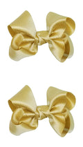 3 Inch Baby Girl Hair Bows Clips Hairpin Headwear Little Teen Toddler Girls Kids Teens Toddlers Hair Accessories - Set of 2 (Gold)