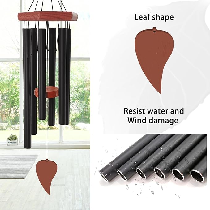 Wind Chimes for Outside, Memorial Wind Chimes with 6 Long Metal Tubes, Sympathy Wind Chime with Sound, Perfect for Garden, Patio and Yard