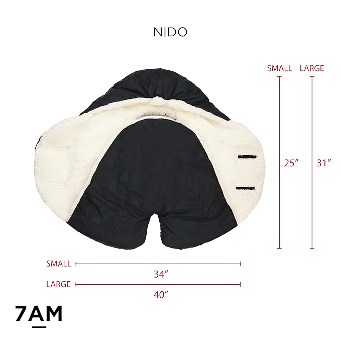 7AM Enfant Baby Car Seat - Nido Quilted Baby carier Cover, Hooded Soft Plush Lining, Stroller | (Black Quilted, Large 6-18M)