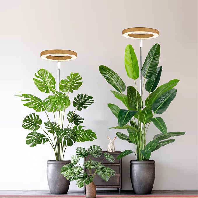 yadoker Plant Grow Light, LED Growing Light Full Spectrum for Indoor Plants,Aluminum Wood Grain Plant Lights,Height Adjustable, Automatic Timer, 5V Low Safe Voltage,Idea for Large Plant Light