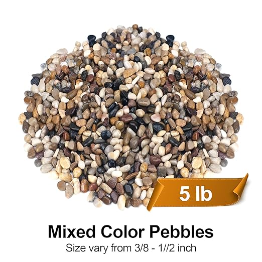 5 lbs Pebbles for Indoor Plants, Succulent, Bamboo, Vase, 3/8" Plant Rocks for Pots Indoor, Small River Rocks Decorative Pea Gravel, Highly Polished