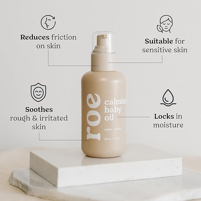 Roe Wellness Baby Hair, Scalp & Body Oil Unscented | Massage, Soothe, & Hydrates Irritated Skin | All Natural Non-Greasy Hydrating | Moisturize Full Body