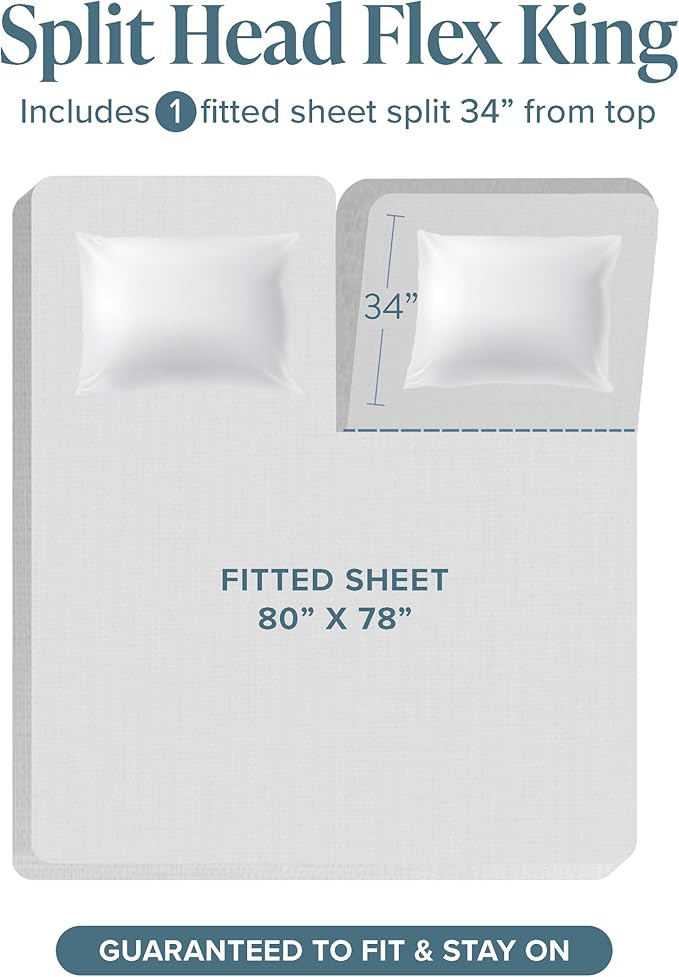 Bare Home Split Head Flex King Sheet Set - 1800 Ultra-Soft Microfiber Bed Sheets - Double Brushed - Deep Pockets - Easy Fit - 4 Piece Set - FlexTop (Split Head Flex King, Light Lavender)