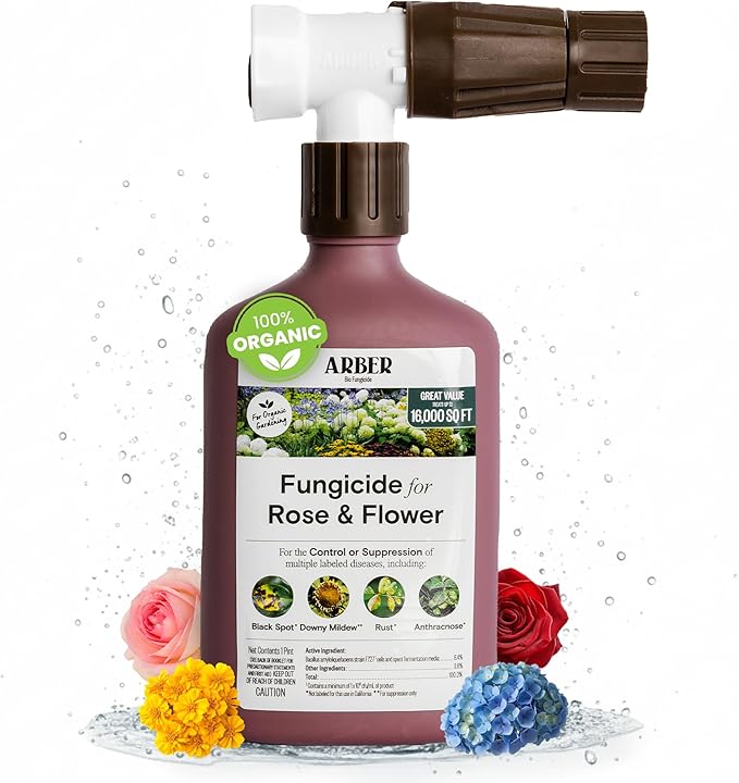 Organic Fungicide for Rose & Flower | 16oz Ready-to-Spray | Controls Powdery Mildew, Black Spot, and Blight | Safe for Organic Gardening