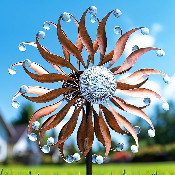 LimeHill Metal Wind Spinner for Garden and Yard - Kinetic Wind Spinners Outdoor Large (24 x 84 inches)