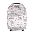 Personalized Cute Elephant Pink Baby Car Seat Covers with Name, Custom Nursing Cover Breastfeeding for Babies, Carseat Canopy for Girls, Infant Stroller Cover, Breathable Carseats Cover