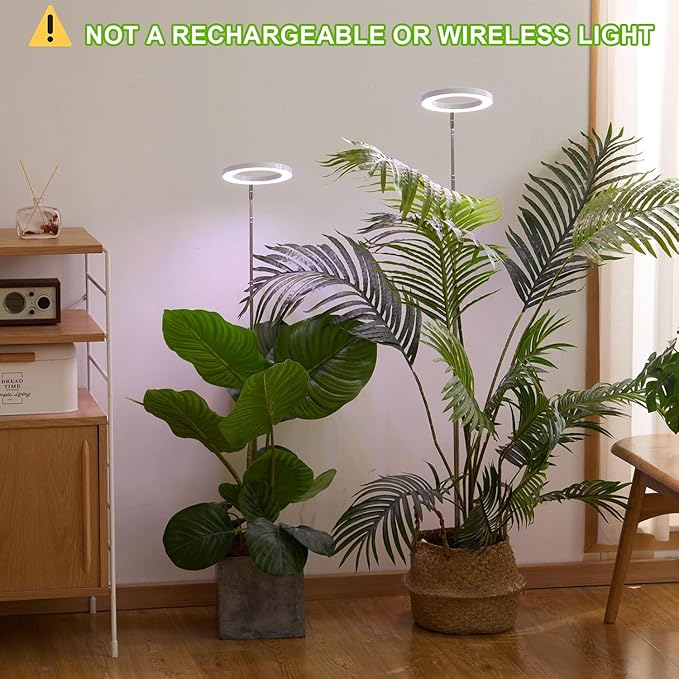 Plant Grow Light,yadoker LED Growing Light Full Spectrum for Indoor Plants,Height Adjustable, Automatic Timer, 5V Low Safe Voltage,Idea for Large Plant Light, 2 Pack
