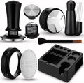 7pcs Espresso Accessories Kit 51/58/53mm Tamping Station Machine Accessories Spring Loaded Calibrated Tamper Wdt Espresso Tool and Dosing Funnel Set Distributor and Tamper Leveler(53mm)